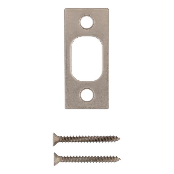 Satin Nickel Deadbolt Square Corner Strike, 1in x 2-1/4in | Kwikset