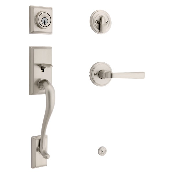 Satin Nickel Hawthorne Handleset with Trafford Lever - Deadbolt