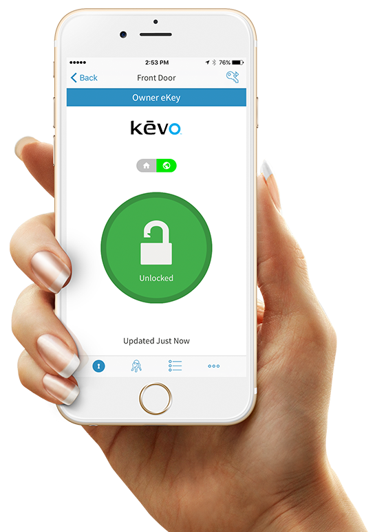 电话屏幕截图显示了谁使用了您的kevo锁的历史示例