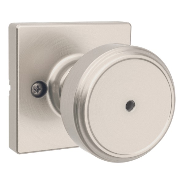 Satin Nickel Maven Knob (Square) - Bed/Bath | Kwikset