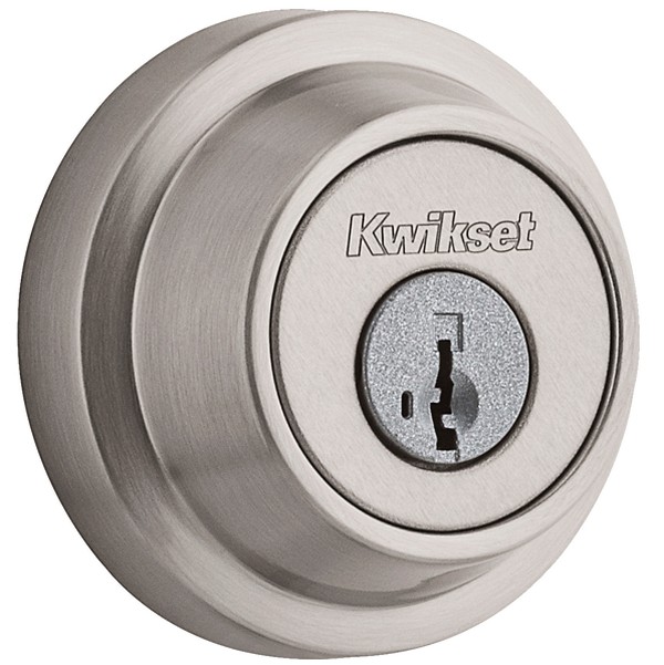 Satin Nickel 660 Contemporary Round Deadbolt Keyed One Side Featuring Smartkey Kwikset