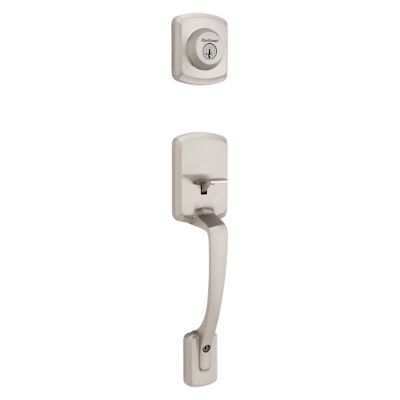 Satin Nickel Tavaris Handleset - Deadbolt Keyed One Side (Exterior