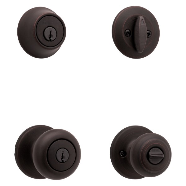 Venetian Bronze Cove Security Set - Deadbolt Keyed One Side - with