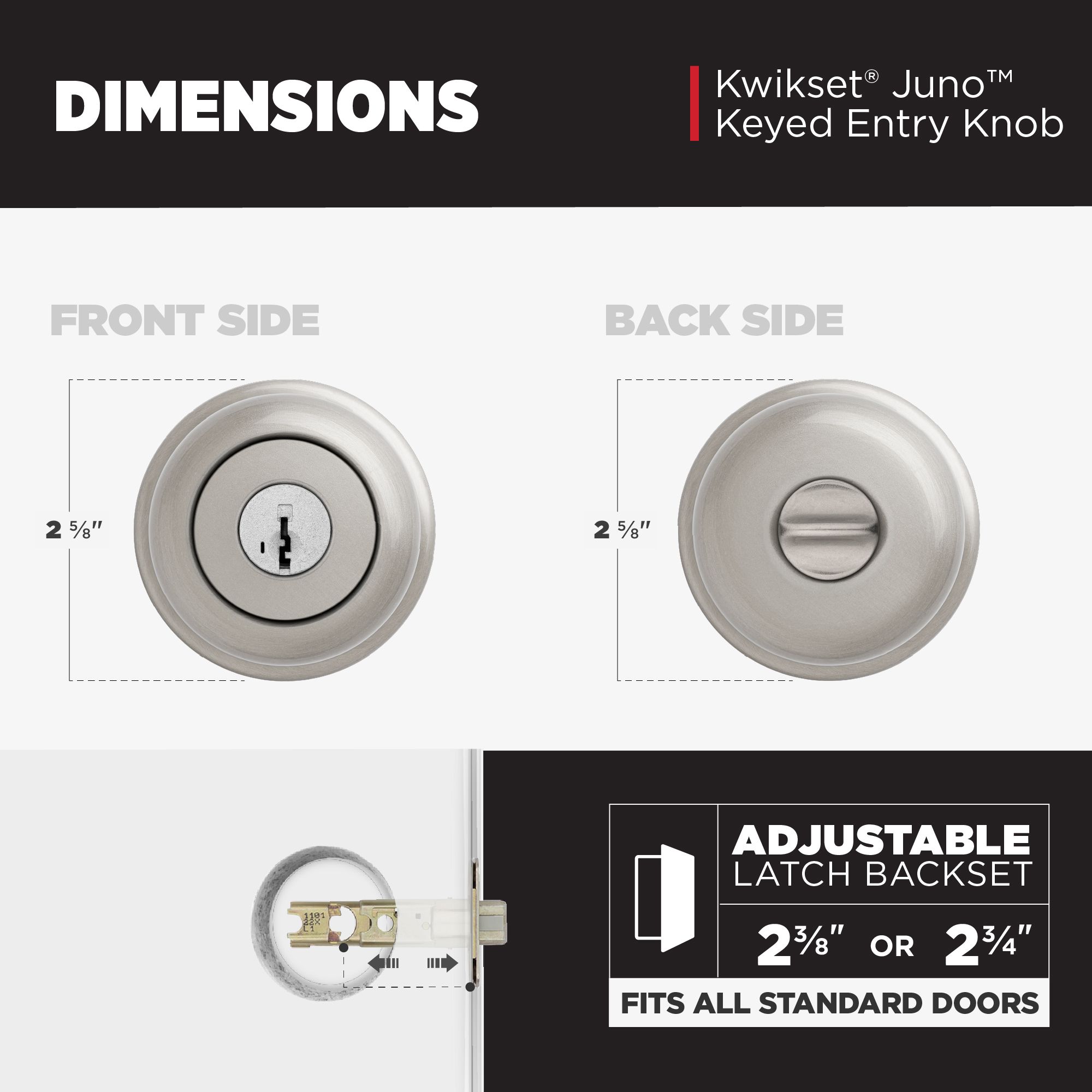 Kwikset SmartKey Juno Venetian Bronze Entry Lockset ANSI/BHMA Grade 2 KW1 1-3/4 in. Kwikset SmartKey Juno Venetian Bronze Entry Lockset ANSI/BHMA Grade 2 KW1 1-3/4 in.