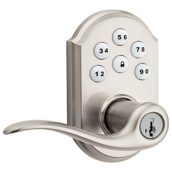Kwikset 99110-808 SmartCode Electronic Keypad Lock w/ Tustin Lever featuring SmartKey in Satin Nickel Renewed