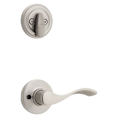 Satin Nickel Tavaris Handleset - Deadbolt Keyed One Side (Exterior