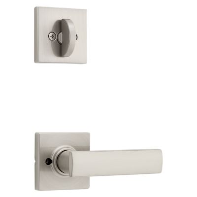 Satin Nickel Arlington Handleset - Deadbolt Keyed One Side (Exterior Only)  - with Pin & Tumbler