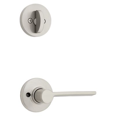 Satin Nickel Chelsea Handleset - Deadbolt Keyed One Side (Exterior