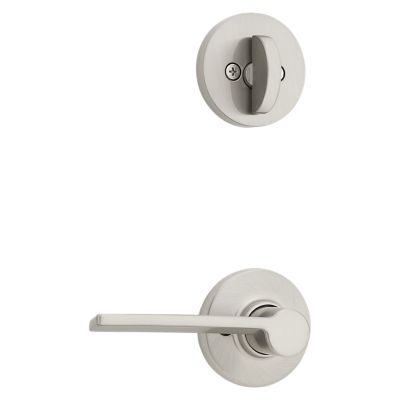 Satin Nickel Tavaris Handleset - Deadbolt Keyed One Side (Exterior