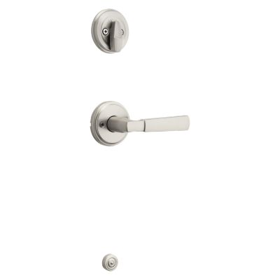 Satin Nickel Tavaris Handleset - Deadbolt Keyed One Side (Exterior