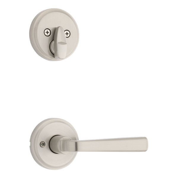 Satin Nickel Trafford and Deadbolt Interior Pack - Deadbolt Keyed