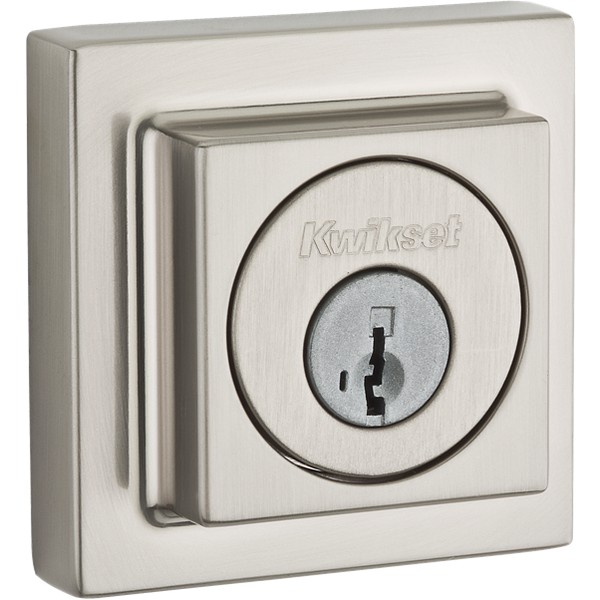 Kwikset Modernes quadratisches Riegelschloss - Einseitige Schlüsselbedienung Offizielles Produktbild