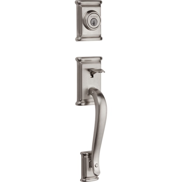 Satin Nickel Ashfield Handleset - Deadbolt Keyed Both Sides
