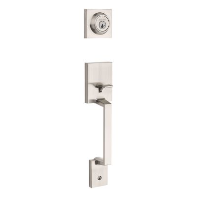 Exterior Door Lock Featuring SmartKey Satin Chrome Weiser Amador Handle Set with Tristan Lever 9GLC94710-016