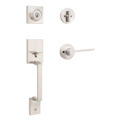 Amador Handleset with Ladera Lever - Deadbolt Keyed One Side - featuring SmartKey