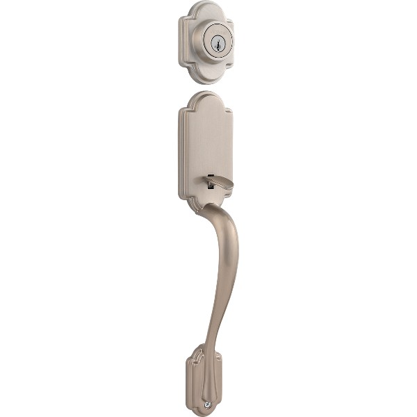 Satin Nickel Arlington Handleset - Deadbolt Keyed One Side