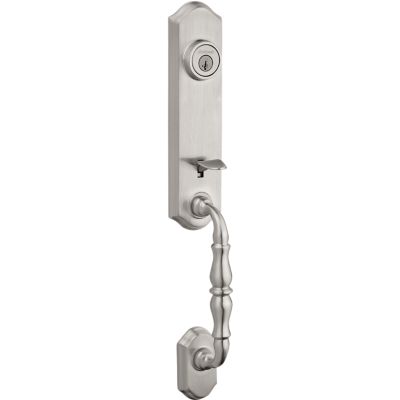 Satin Nickel Belleview Handleset - Deadbolt Keyed One Side