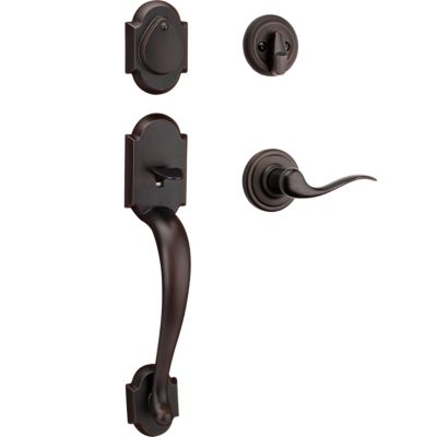 Black Double Door Handleset Front Entry Door Lockset (Keyed Handle & Dummy  Handle Set)