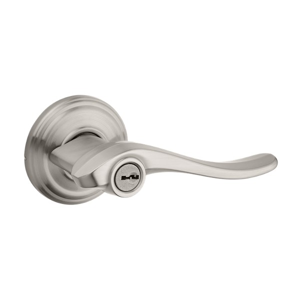 Satin Nickel Avalon Lever - Keyed - with Pin & Tumbler | Kwikset