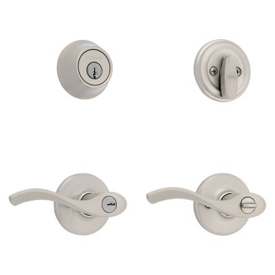 Satin Nickel Balboa Security Set - Deadbolt Keyed One Side - with