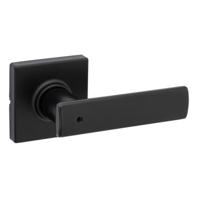 Kwikset Halifax Square Matte Black Bed/Bath Door Lever with Lock (4-Pack)