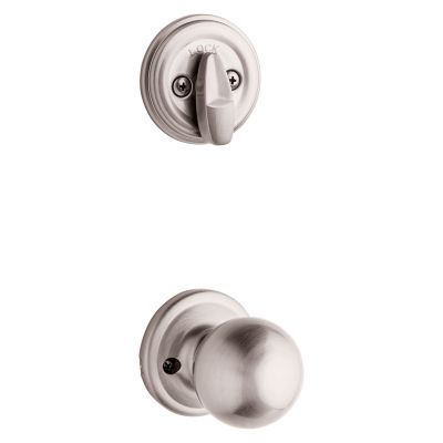 Satin Nickel Tavaris Handleset - Deadbolt Keyed One Side (Exterior