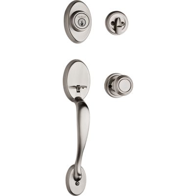 Satin Nickel Shelburne Handleset with Tustin Lever - Deadbolt