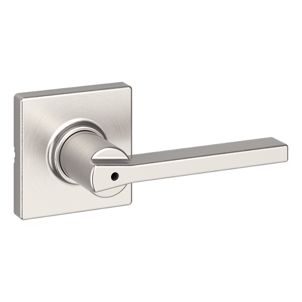 Satin Nickel Casey Lever (Square) - Bed/Bath | Kwikset