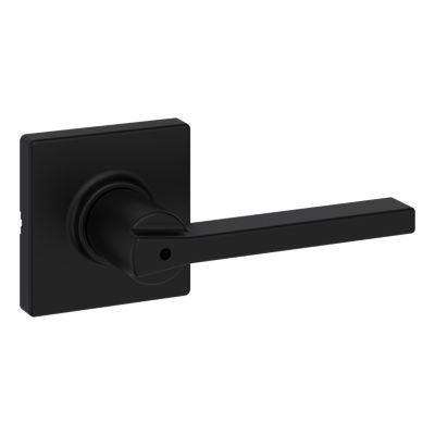 Kwikset Halifax Square Matte Black Bed/Bath Door Lever with Lock (4-Pack)