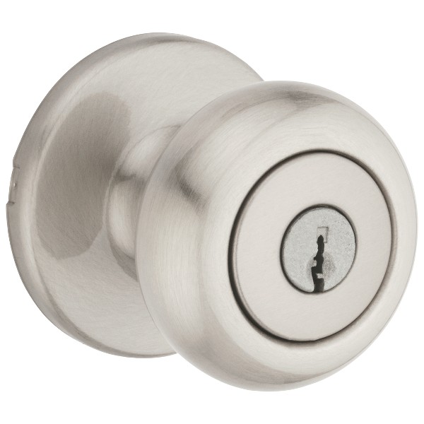 Satin Nickel Cove Knob - Keyed - with Pin & Tumbler | Kwikset