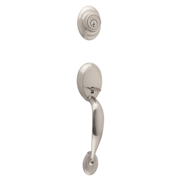 Kwikset SmartKey Dakota/Polo Satin Nickel Entry Handleset ANSI/BHMA Grade 3 KW1 1-3/4 in.