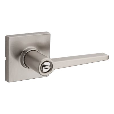 Satin Nickel Daylon Lever (Round) - Bed/Bath - Safe Lock | Kwikset