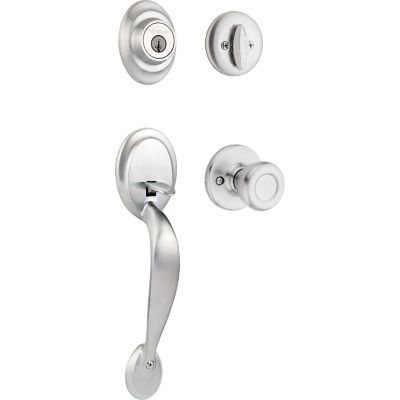 Kwikset      Dakota Polished Brass Single Cylinder Door Handleset with Tylo Door Knob Featuring SmartKey Security