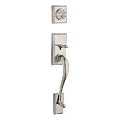 Satin Nickel Belleview Handleset - Deadbolt Keyed One Side