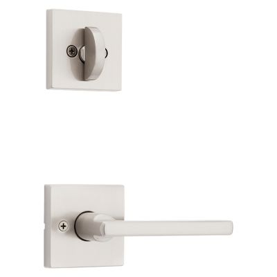 Satin Nickel Tavaris Handleset - Deadbolt Keyed One Side (Exterior