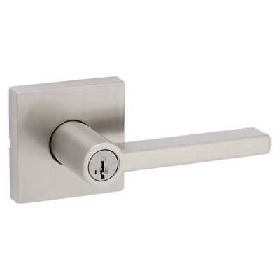 Linkaa Door Lever Door Handles Square Shape, Stain Nickel Finish