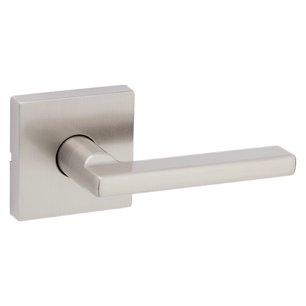 Satin Nickel Halifax Lever (Square) - Hall/Closet | Kwikset