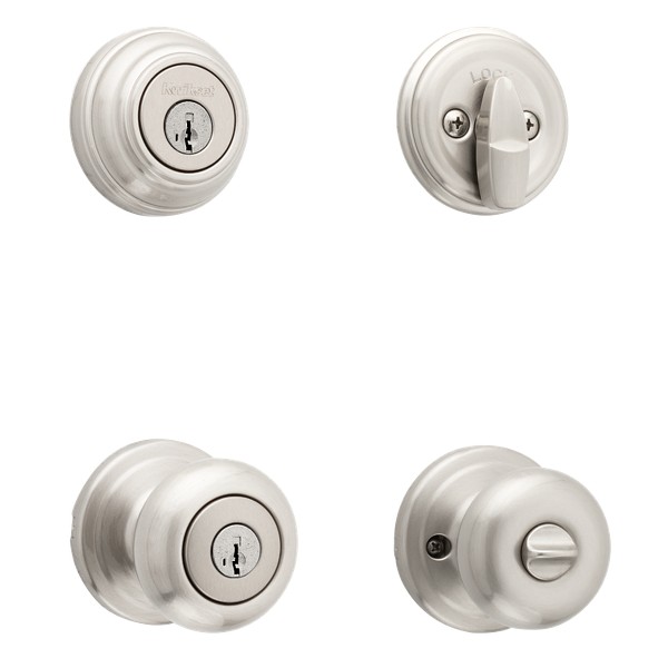 Satin Nickel Juno Security Set - Deadbolt Keyed One Side | Kwikset