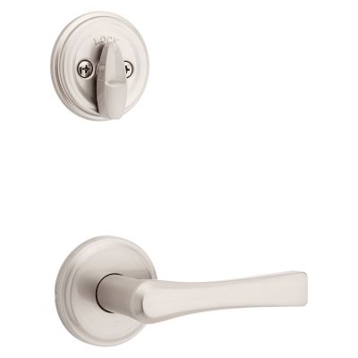 Satin Nickel Tavaris Handleset - Deadbolt Keyed One Side (Exterior