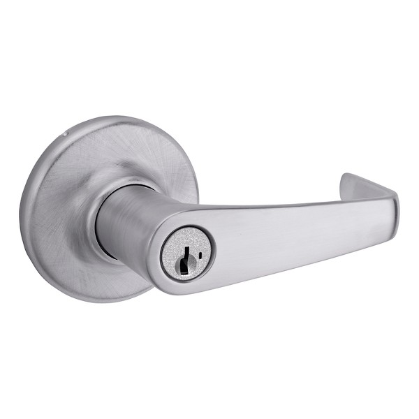 Satin Chrome Kingston Lever - Keyed - featuring SmartKey | Kwikset