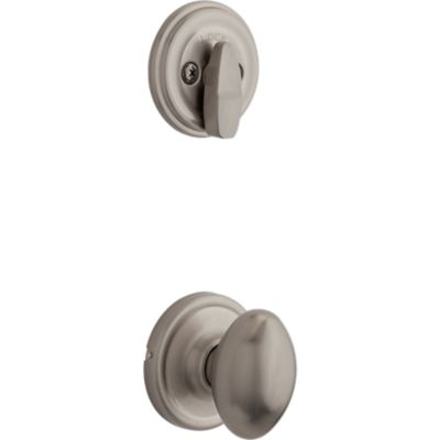 Satin Nickel Tavaris Handleset - Deadbolt Keyed One Side (Exterior