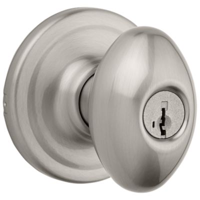 Kwikset Security Mobile Home Tylo Polished Brass Exterior No Deadbolt Keyed  Entry Door Knob with Antimicrobial Technology in the Door Knobs department  at