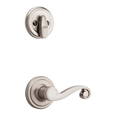 Satin Nickel Tavaris Handleset - Deadbolt Keyed One Side (Exterior