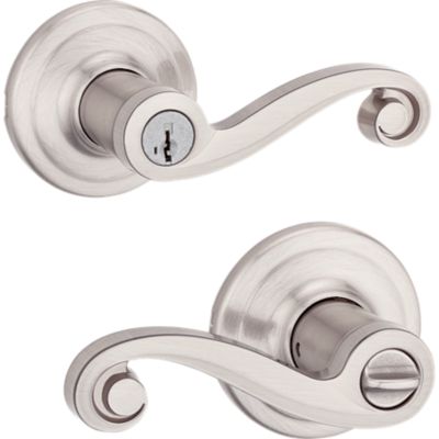 Satin Nickel Lido Lever - Keyed - featuring SmartKey | Kwikset