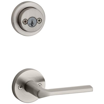 Satin Nickel Tavaris Handleset - Deadbolt Keyed Both Sides