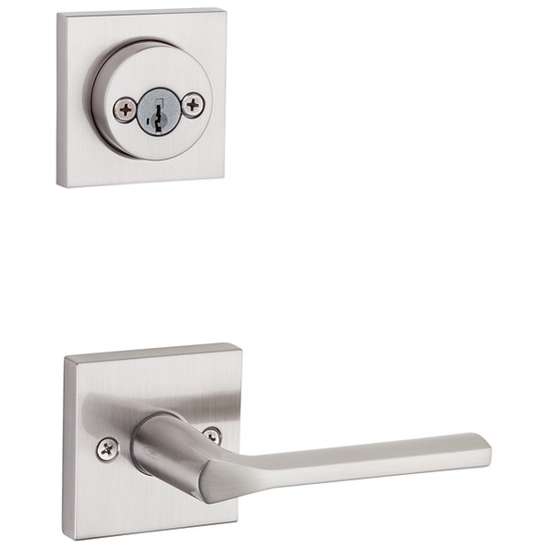Satin Nickel Lisbon and Deadbolt Interior Pack (Square) - Deadbolt