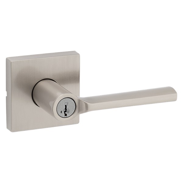 Satin Nickel Lisbon Lever (Square) - Keyed - featuring SmartKey