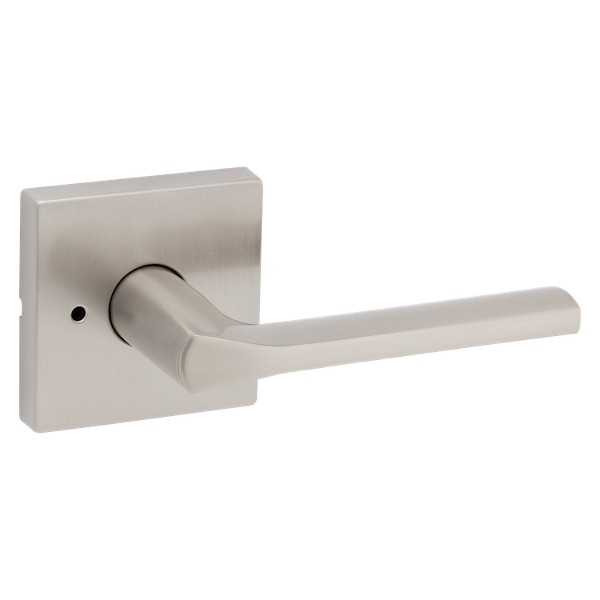 Satin Nickel Lisbon Lever (Square) - Bed/Bath | Kwikset