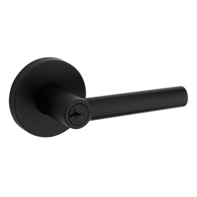 Matte Black Milan Lever (Square) - Keyed - featuring SmartKey | Kwikset