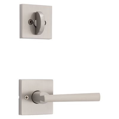 Satin Nickel Tavaris Handleset - Deadbolt Keyed One Side (Exterior